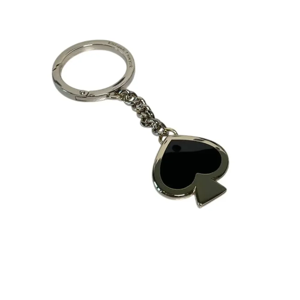 Kate Spade Spade shape Keyfob bag charm white/ black Gold tone